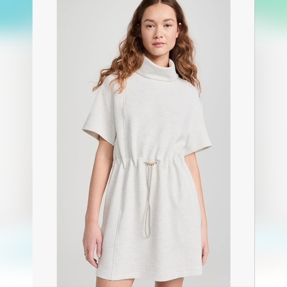 Varley Dresses & Skirts - Varley Double Soft Sophie Mock Neck Mini Dress Large Ivory Marl